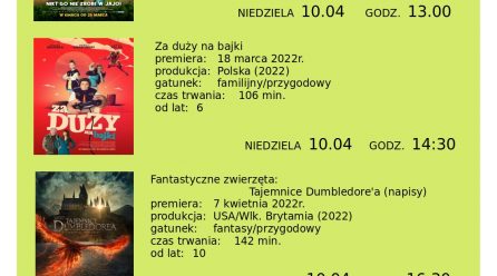 Seanse filmowe – 10 kwietnia